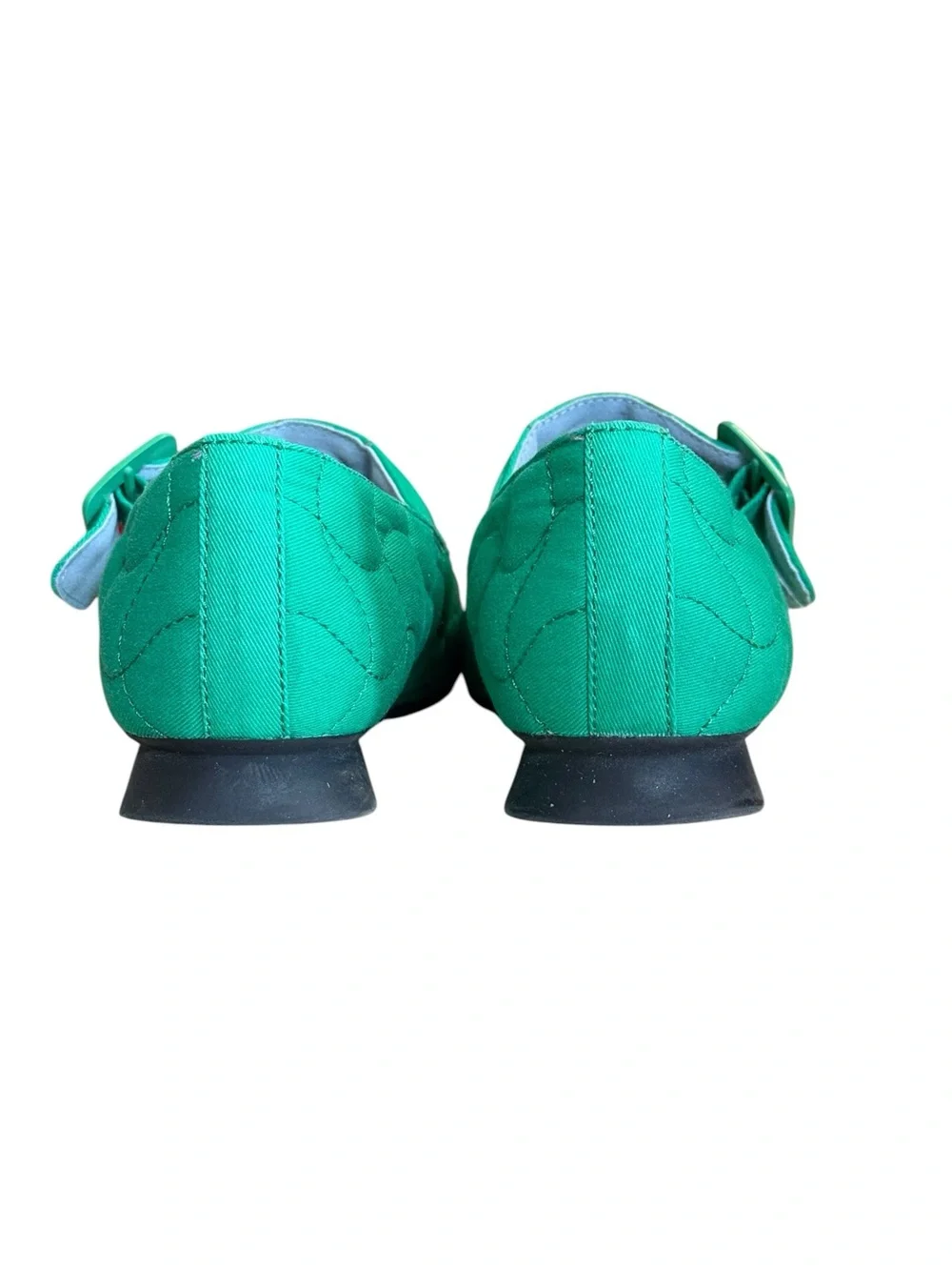 Camper Green Quilted Double Strap Mary Jane Flats EU 37 US 6.5